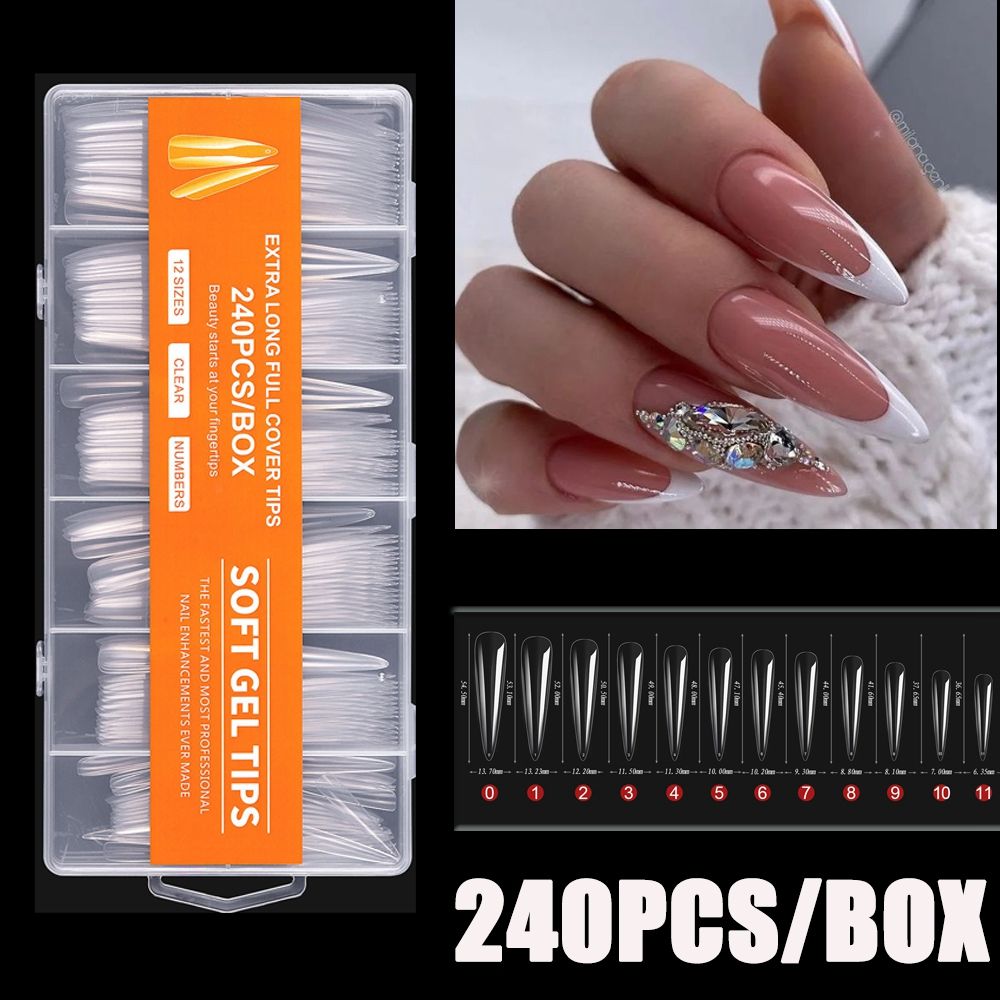 Nail Art Xxl - 240 шт./упак. Прозрачные акриловые накладные ногти