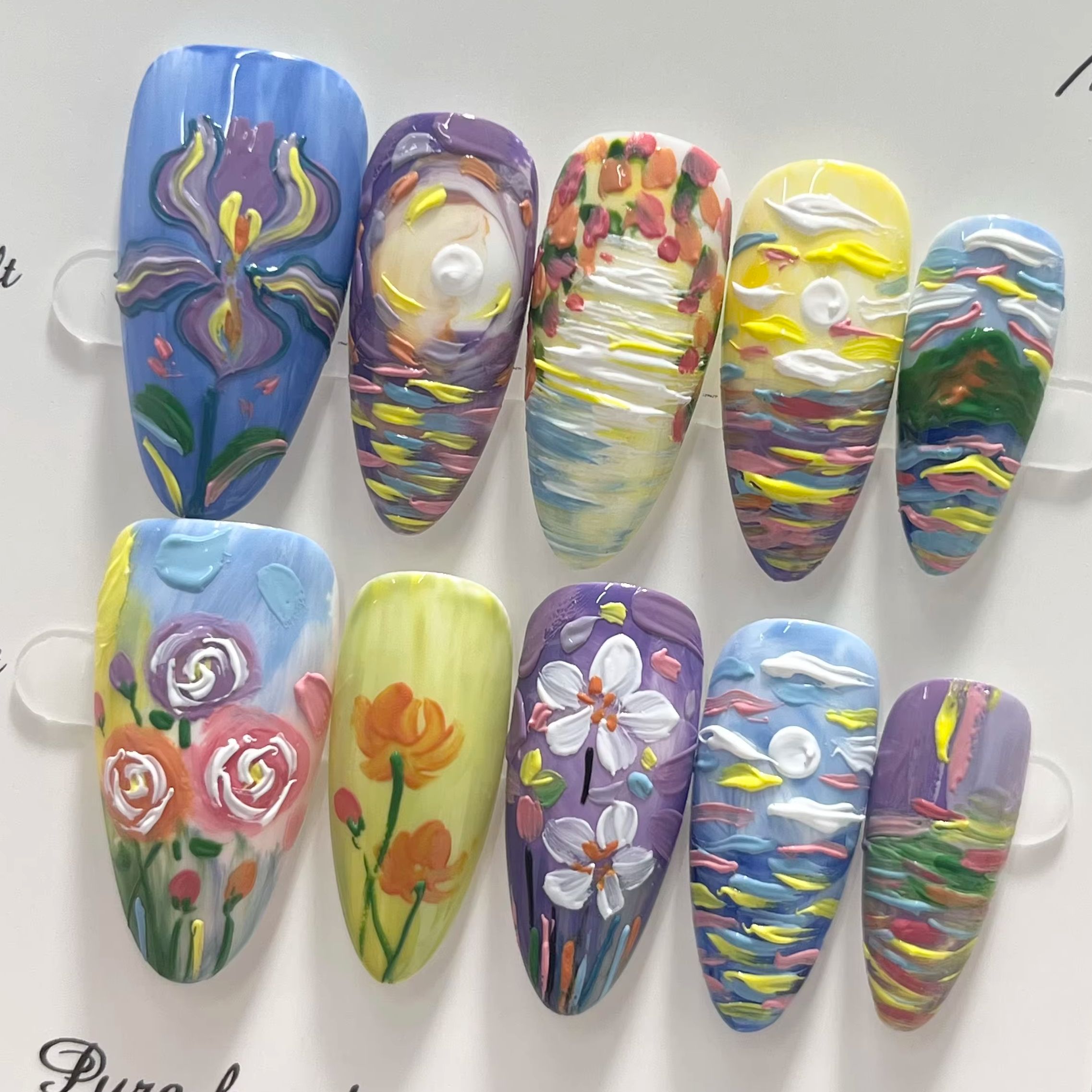Nail Art Van Gogh - Искусственные многоразовые ногти в форме миндаля