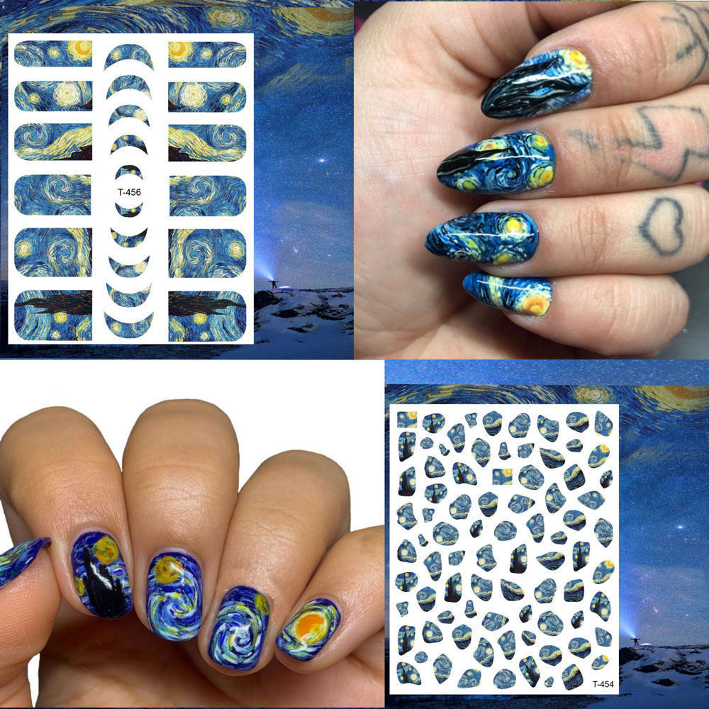 Nail Art Van Gogh - 1 шт., Ван Гог, ночь, романтическая