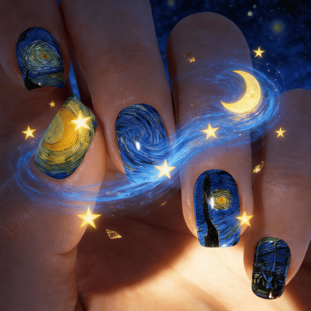 24 шт. средних квадратных винт – обзор и цена Nail Art Van Gogh